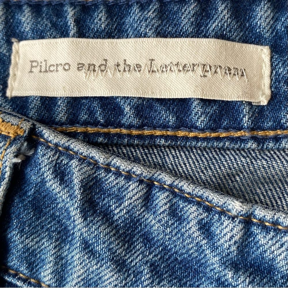 Anthropologie Pilcro Hyphen Fringe Crop Jeans Raw Hem Boyfriend 27 - Picture 10 of 15